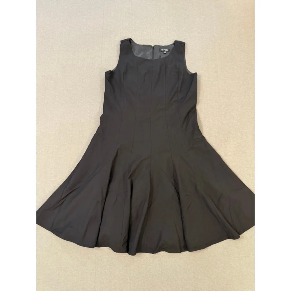 Chadwicks of Boston lined, black, sleeveless fit and flare dress size 14 - Picture 8 of 9